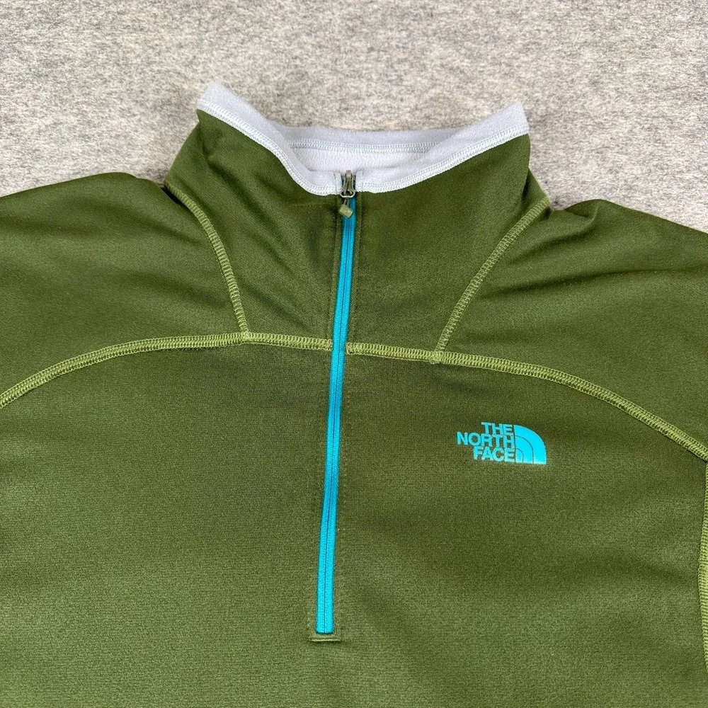 The North Face 1/4 Zip Fleece Pullover Polyester Green Mens Large L